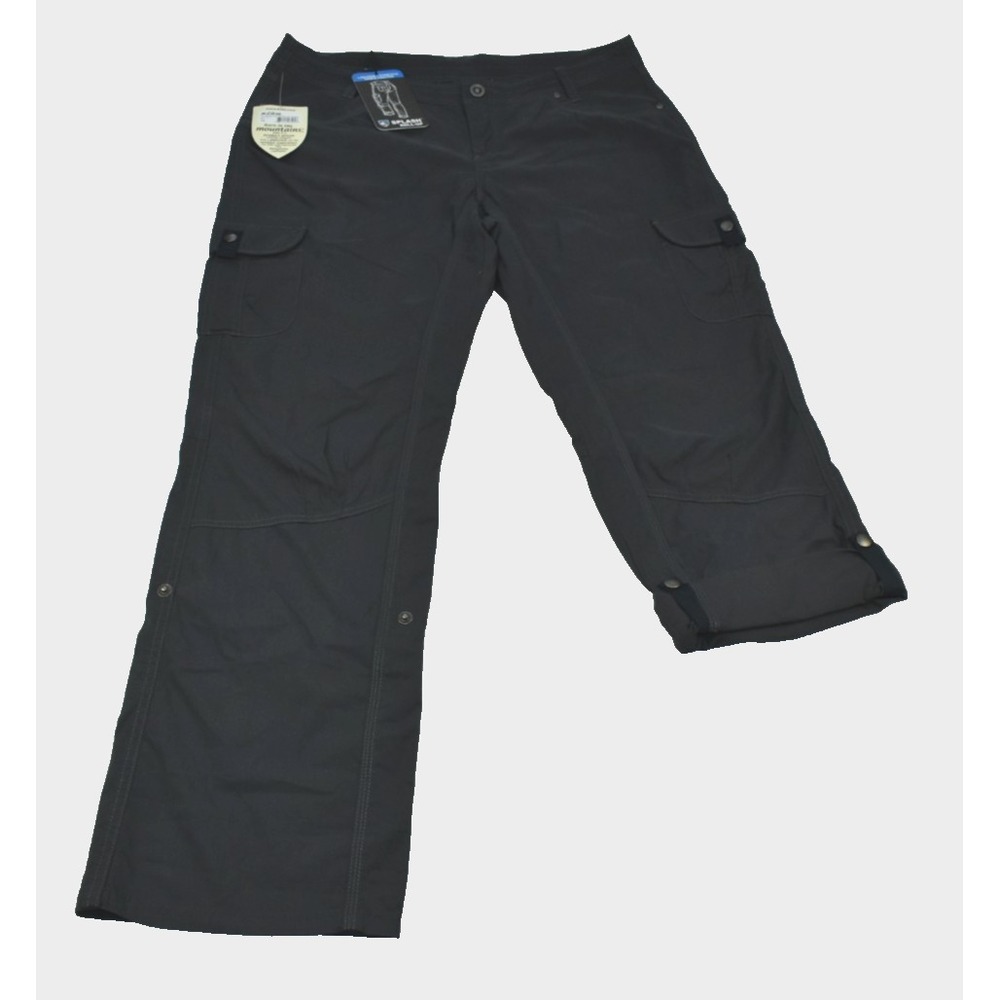 KUHL Splash Roll Up Women Cargo Pants Size 14 Black Straight Hiking Pockets NWT